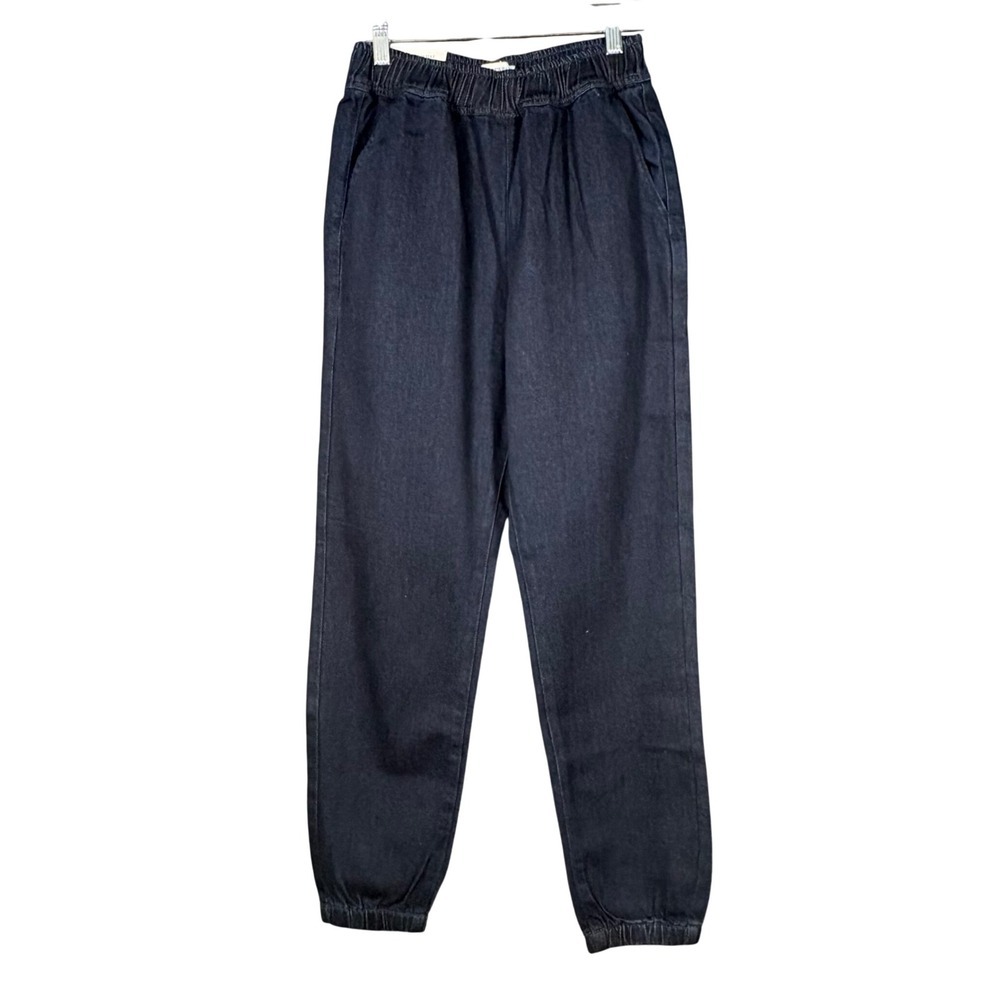 Weworewhat Denim Jogger Pants Dark Blue Elastic Waist Cotton Womens Size M NEW